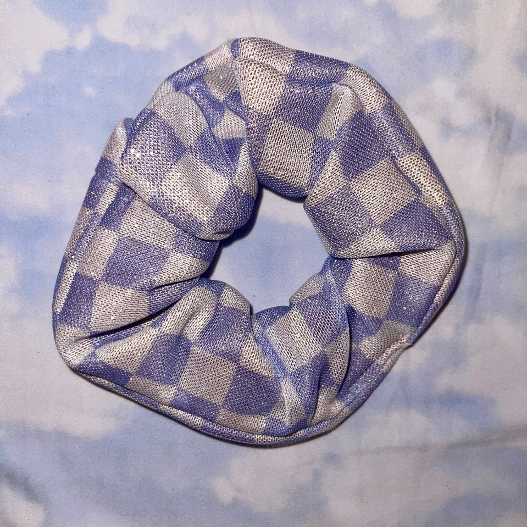 Glitter Checker Knit Scrunchie