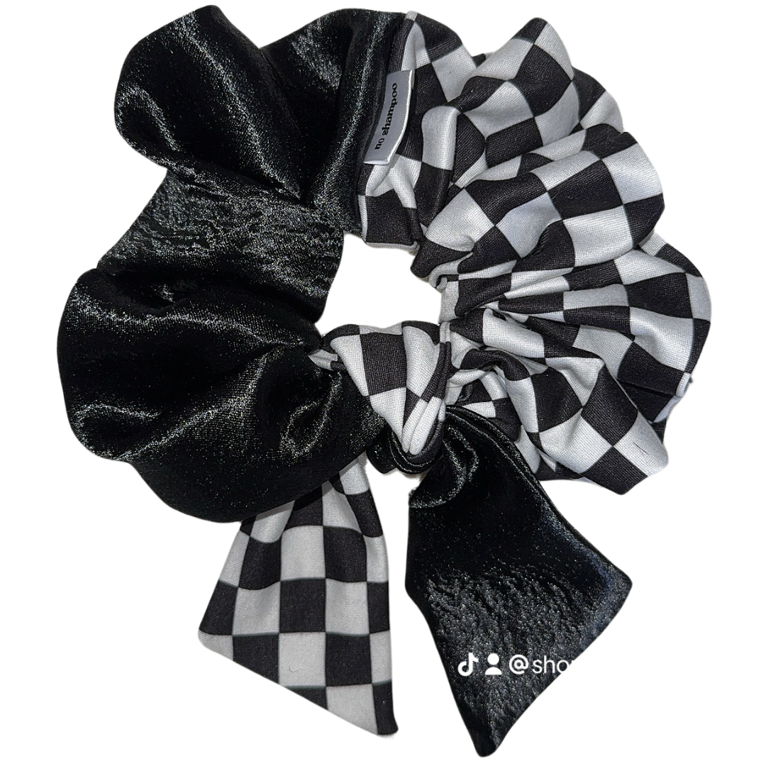 Half & Half Jumbo Bow Scrunchie Tie