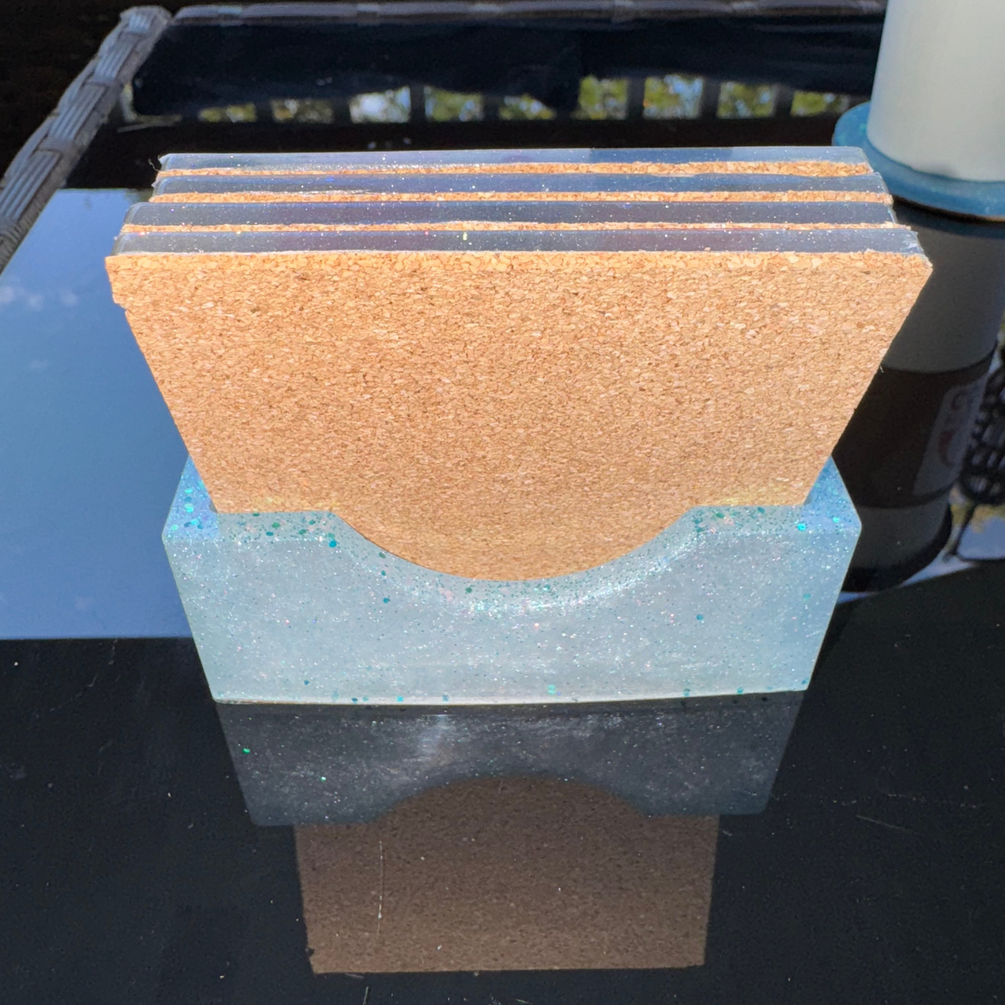 Handmade Glitter Coaster Set - 4 Pack (Choose Style + Base)