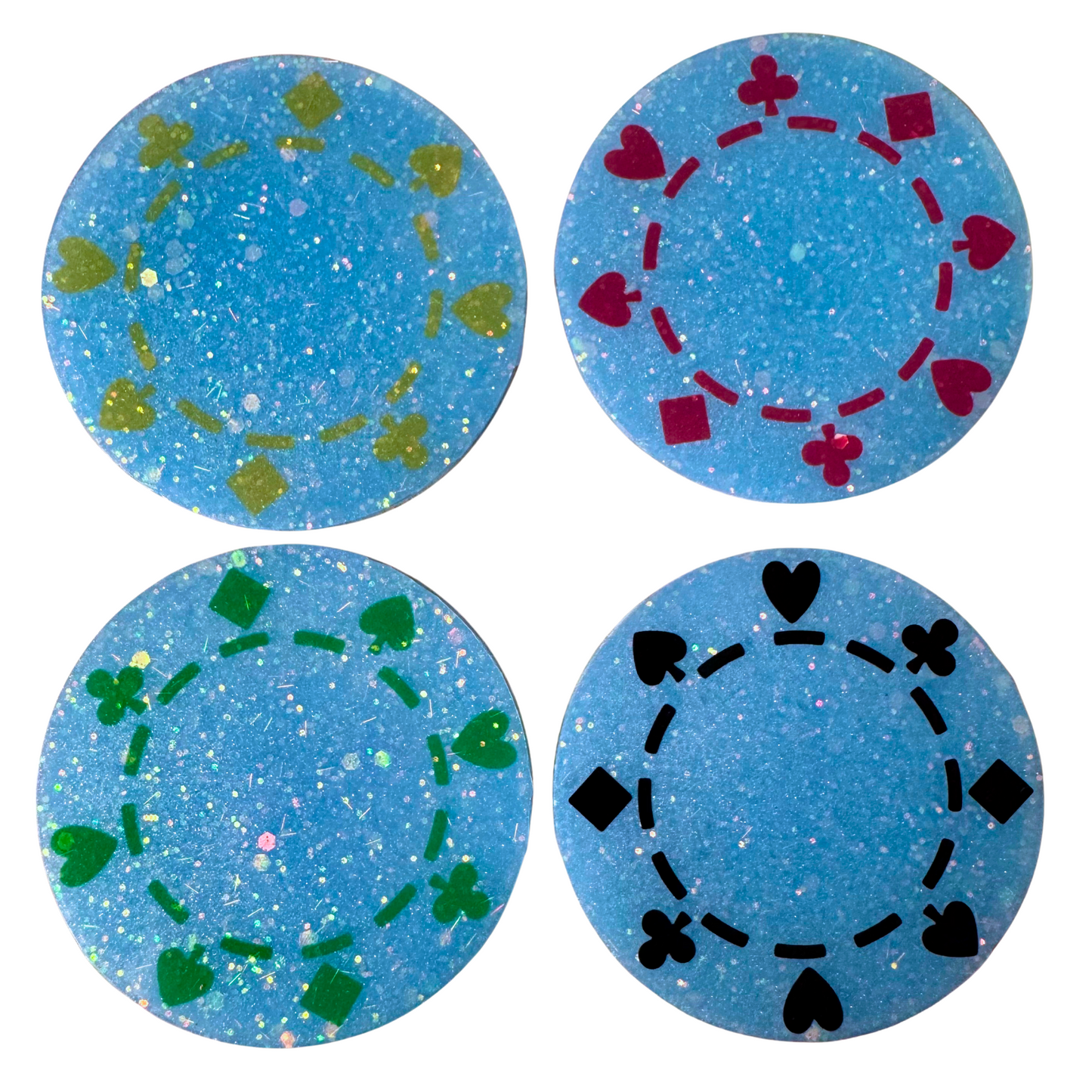 Handmade Glitter Coaster Set - 4 Pack (Choose Style + Base)
