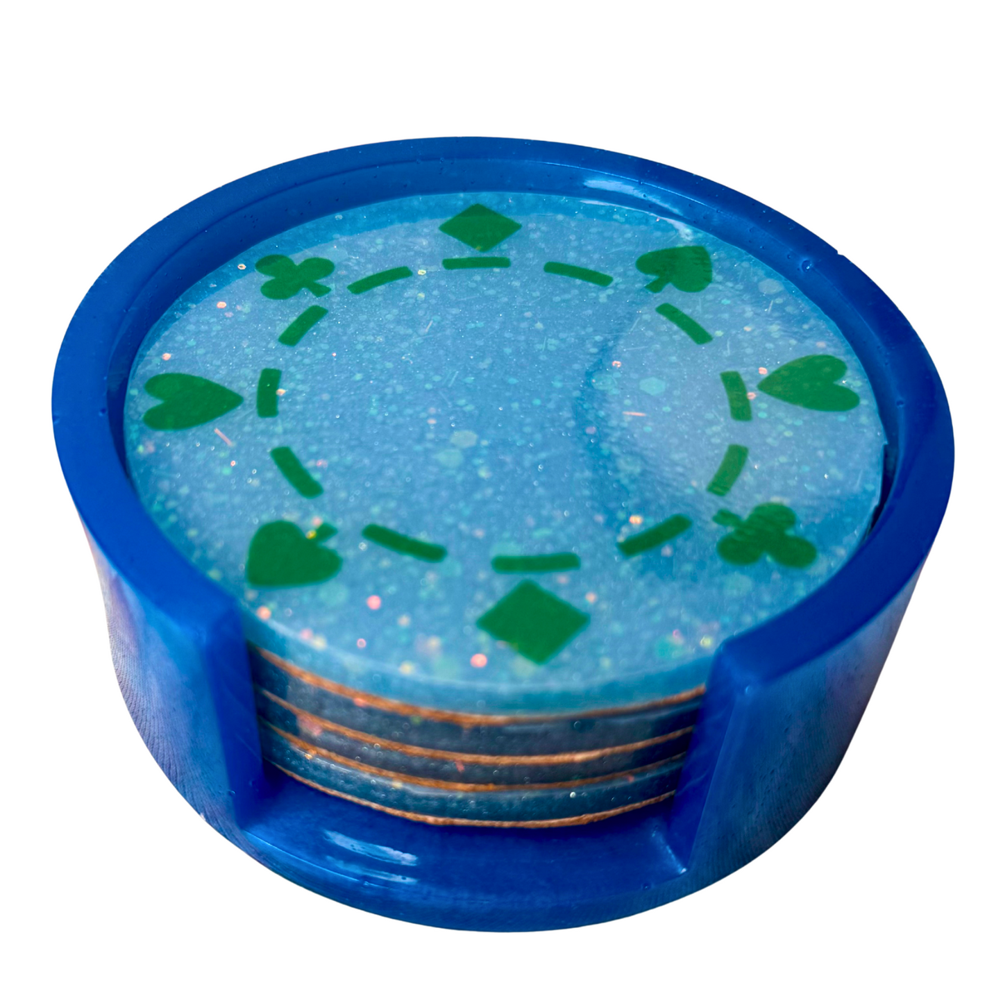 Handmade Glitter Coaster Set - 4 Pack (Choose Style + Base)