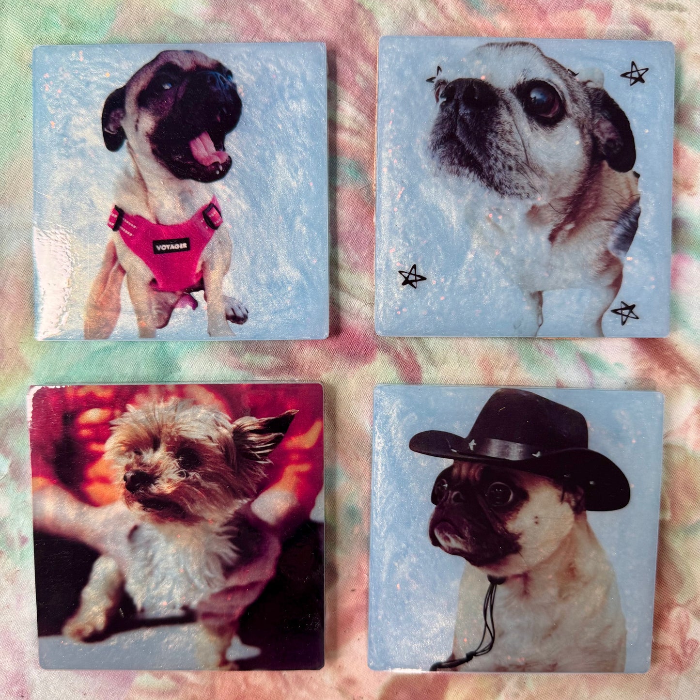 Handmade Glitter Coaster Set - 4 Pack (Choose Style + Base)