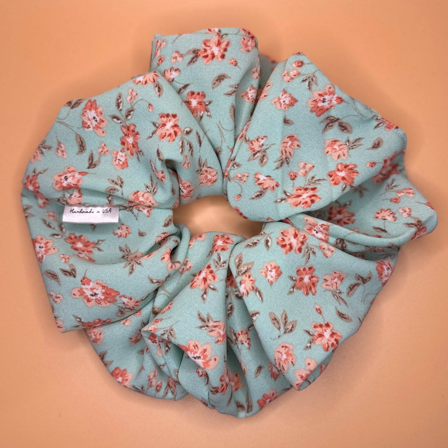 Mint Floral Spring Oversized Scrunchie