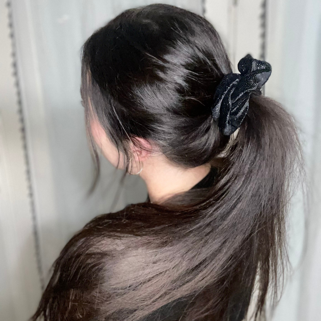 Classic Black Velvet Galaxy Scrunchie