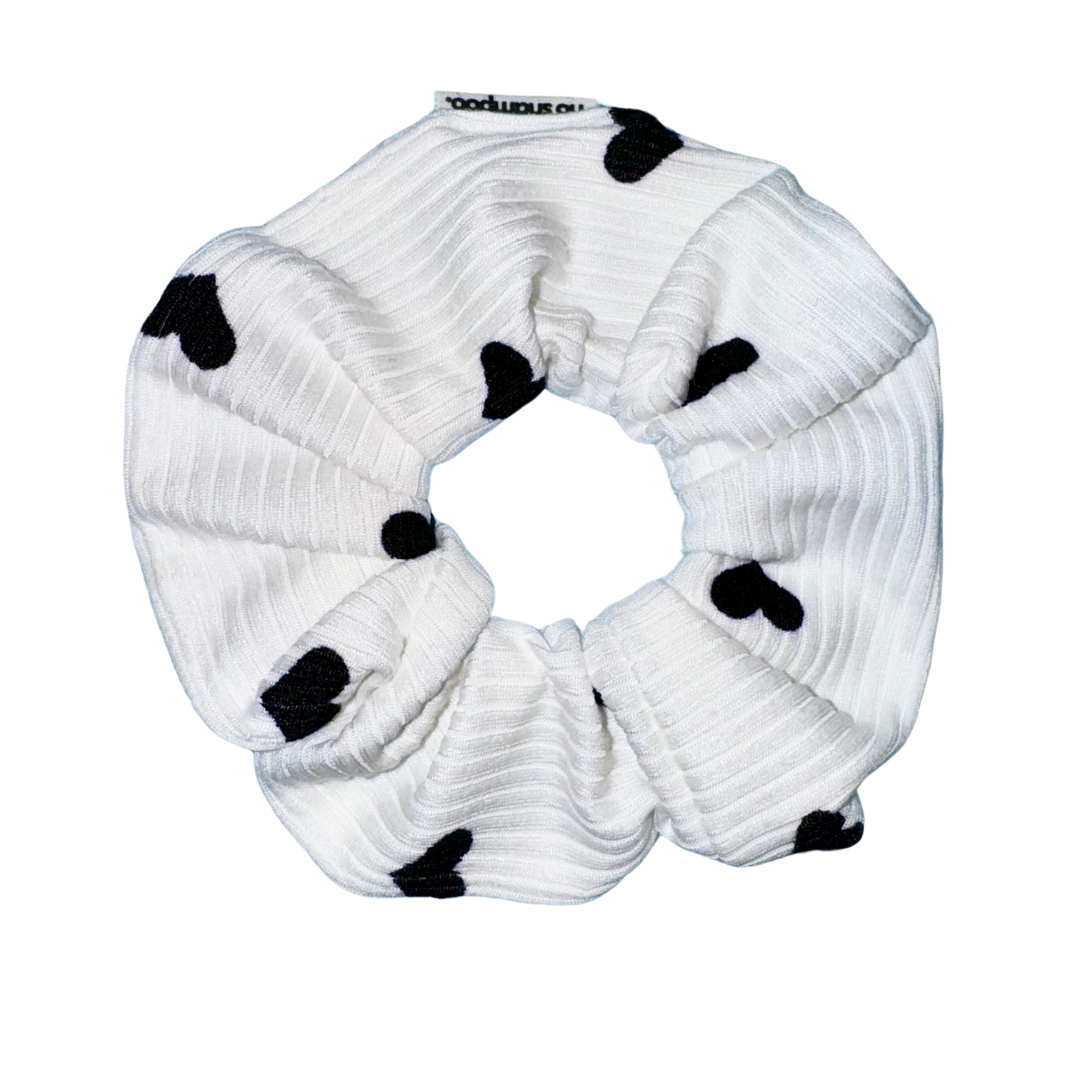 Ribbed Knitted Hearts Scrunchie