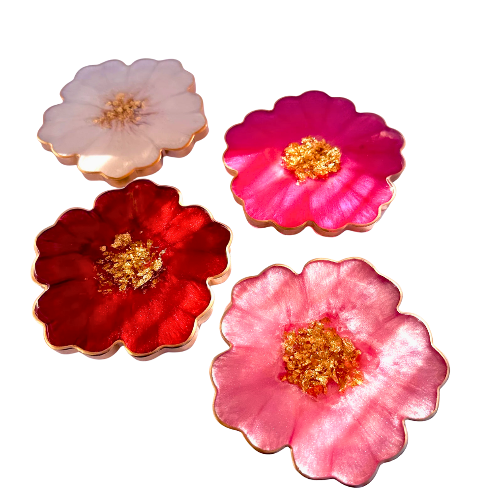 Flower coasters, handmade coasters, personalized coaster set to mix and match, decor