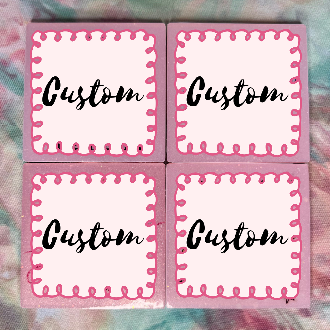 Handmade Glitter Coaster Set - 4 Pack (Choose Style + Base)