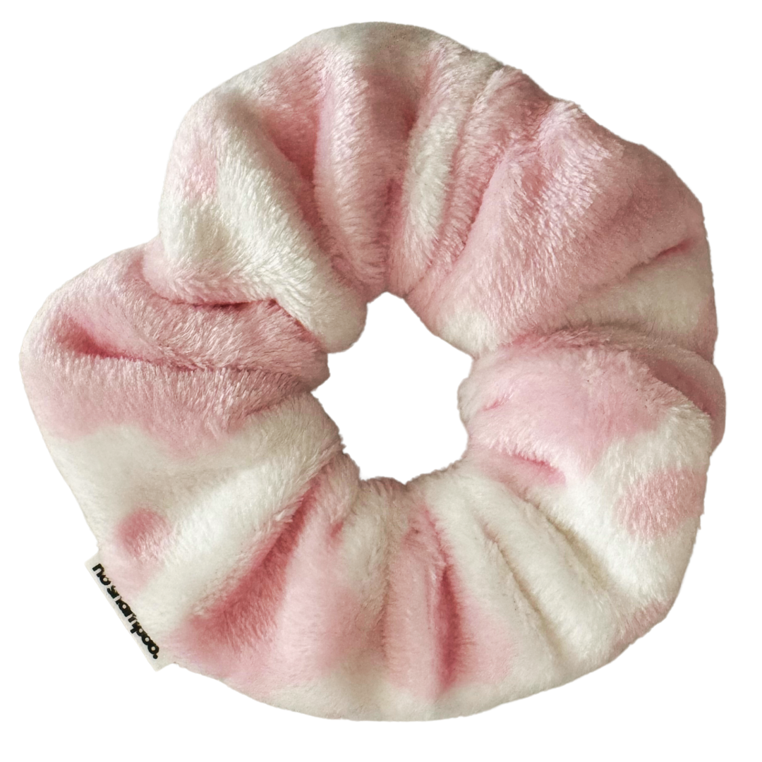 Pink Cow Print Towel Scrunchie