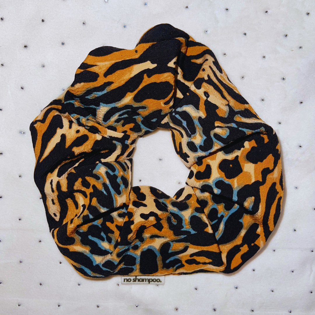 Leopard Blues Colorful Scrunchie