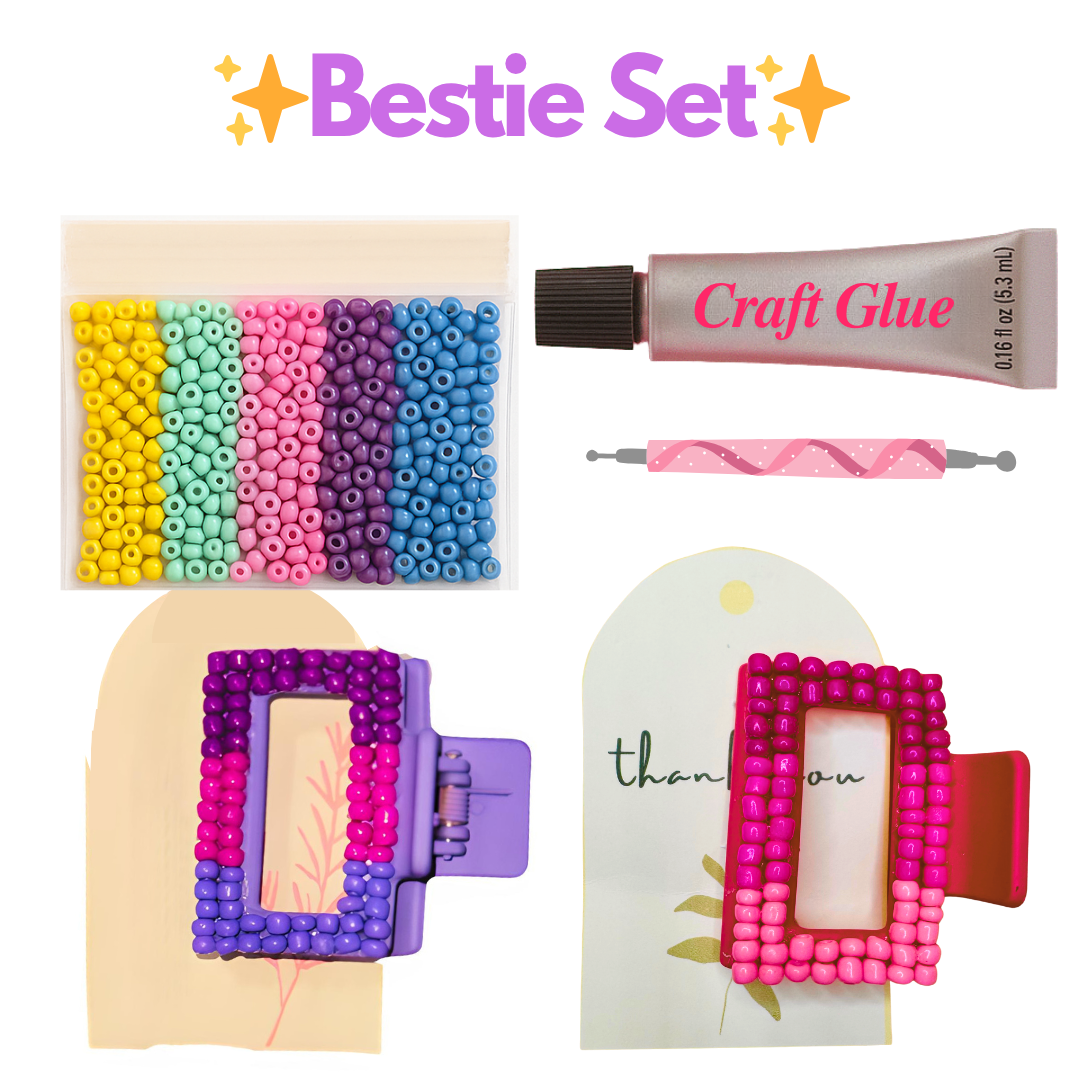 DIY Beaded Claw Clip Kit - Includes Beads, Glue & Precision Tool!