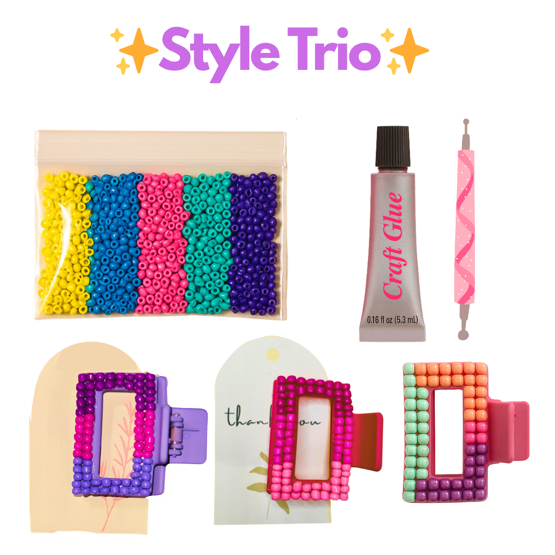 DIY Beaded Claw Clip Kit - Includes Beads, Glue & Precision Tool!
