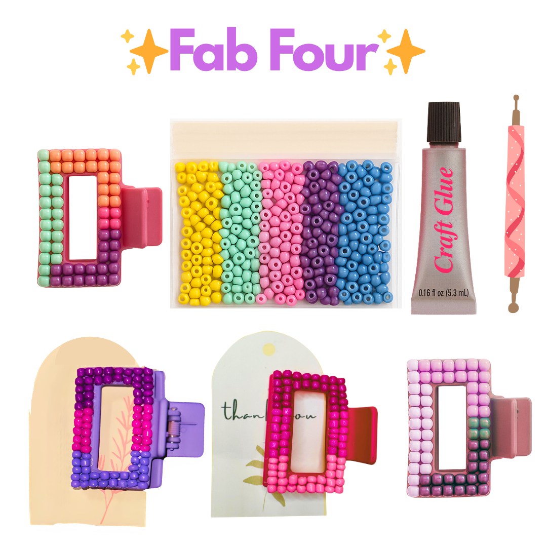 DIY Beaded Claw Clip Kit - Includes Beads, Glue & Precision Tool!
