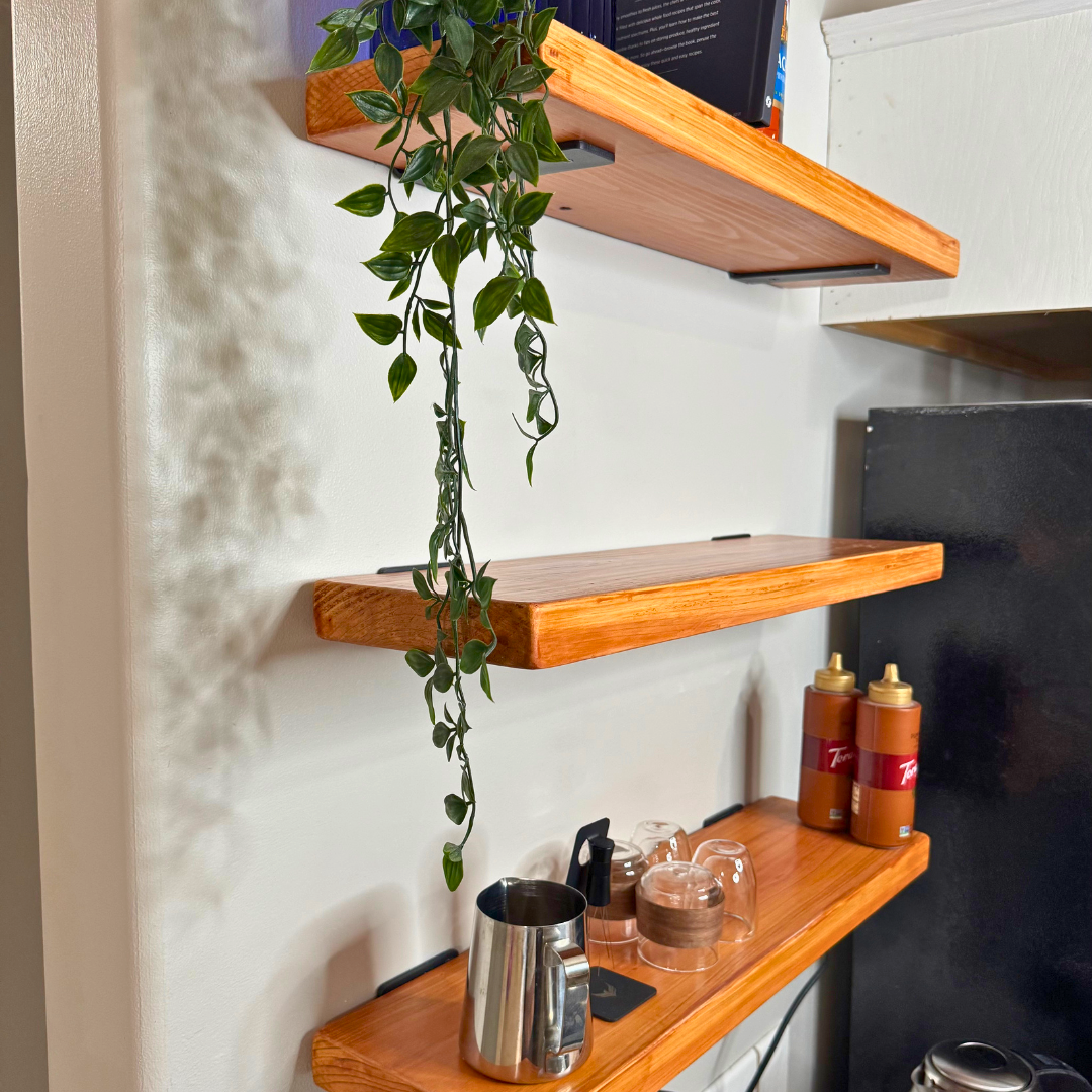 Floating Shelves – Set of 3 Solid Wood Shelves (26”) | Modern Floating Shelf for Coffee Bar, Kitchen, Bathroom, & Decor Display