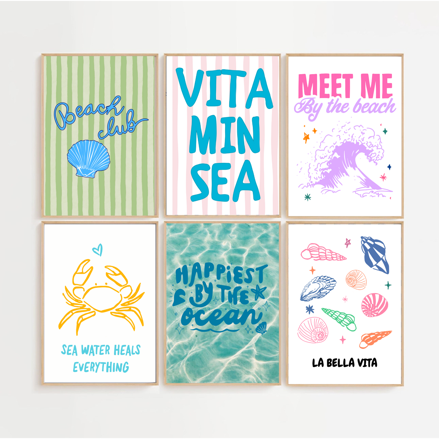 Coastal Gallery Wall Art Set: Beach Prints, Boho Decor