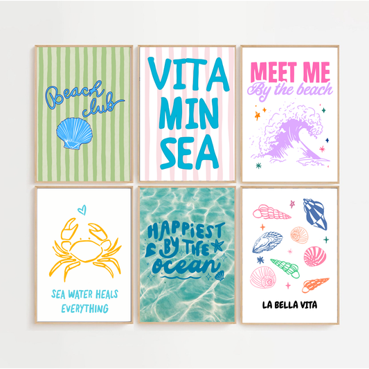 Coastal Gallery Wall Art Set: Beach Prints, Boho Decor