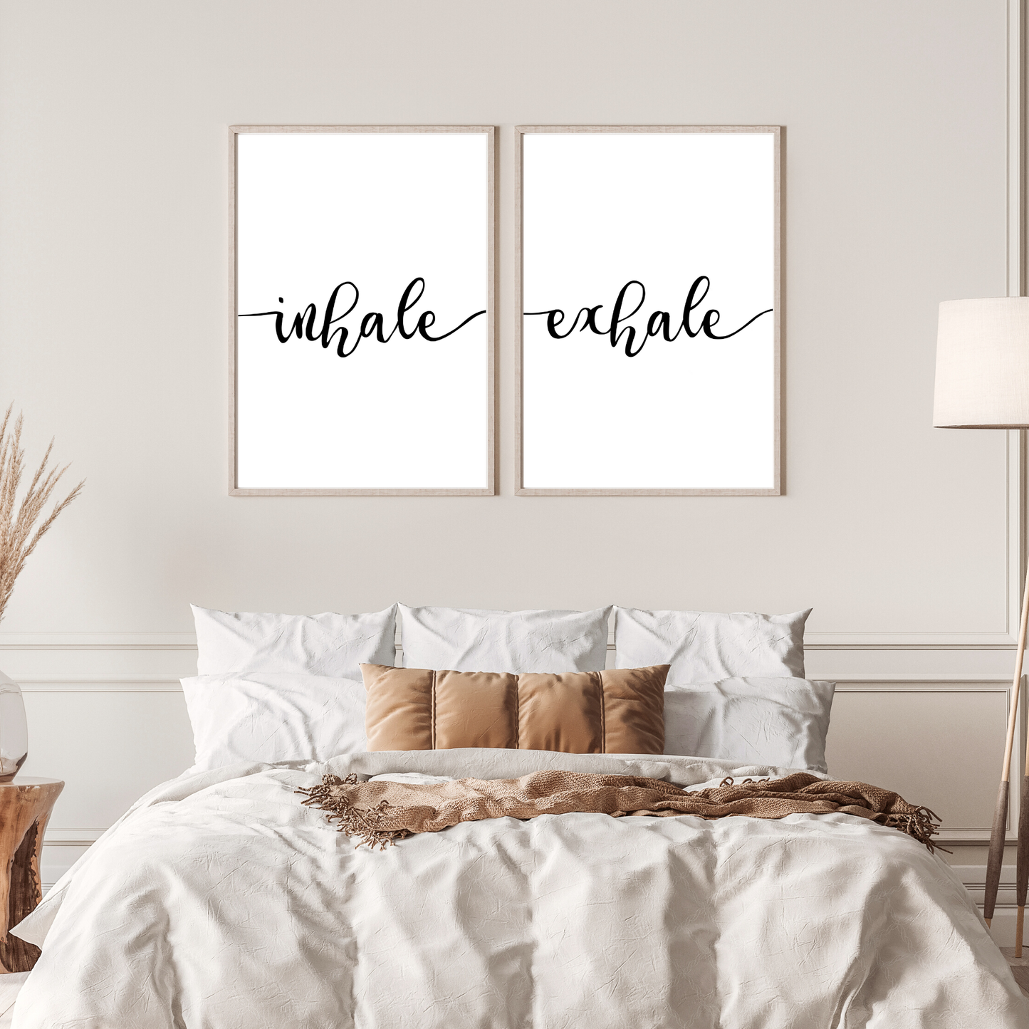 Inhale Exhale Print Set: Minimalist Black and White Wall Art