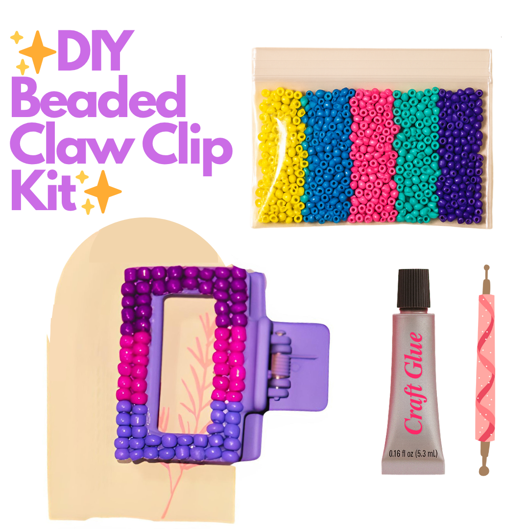 DIY Beaded Claw Clip Kit - Includes Beads, Glue & Precision Tool!