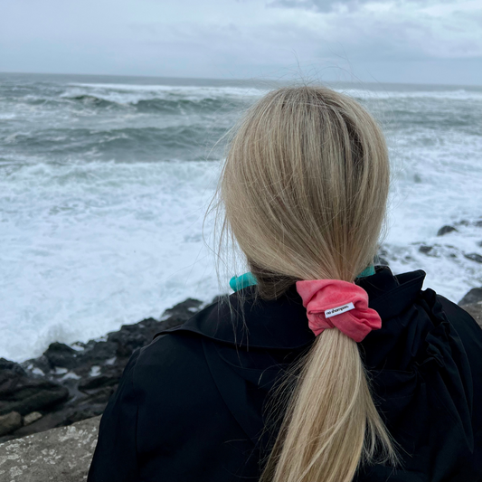 Tie-dye Knit Red Scrunchie