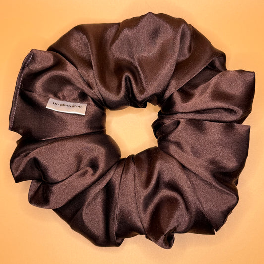 Chocolate Brown Satin Scrunchie