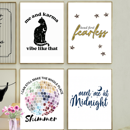 Set of 4 8.5"x11" Pop Culture Midnights, Karma, Fearless, Shimmer Print Set!