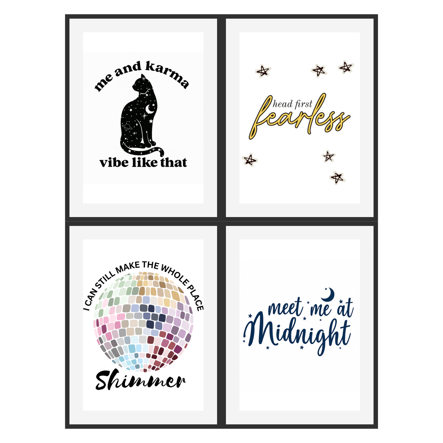 Set of 4 8.5"x11" Pop Culture Midnights, Karma, Fearless, Shimmer Print Set!