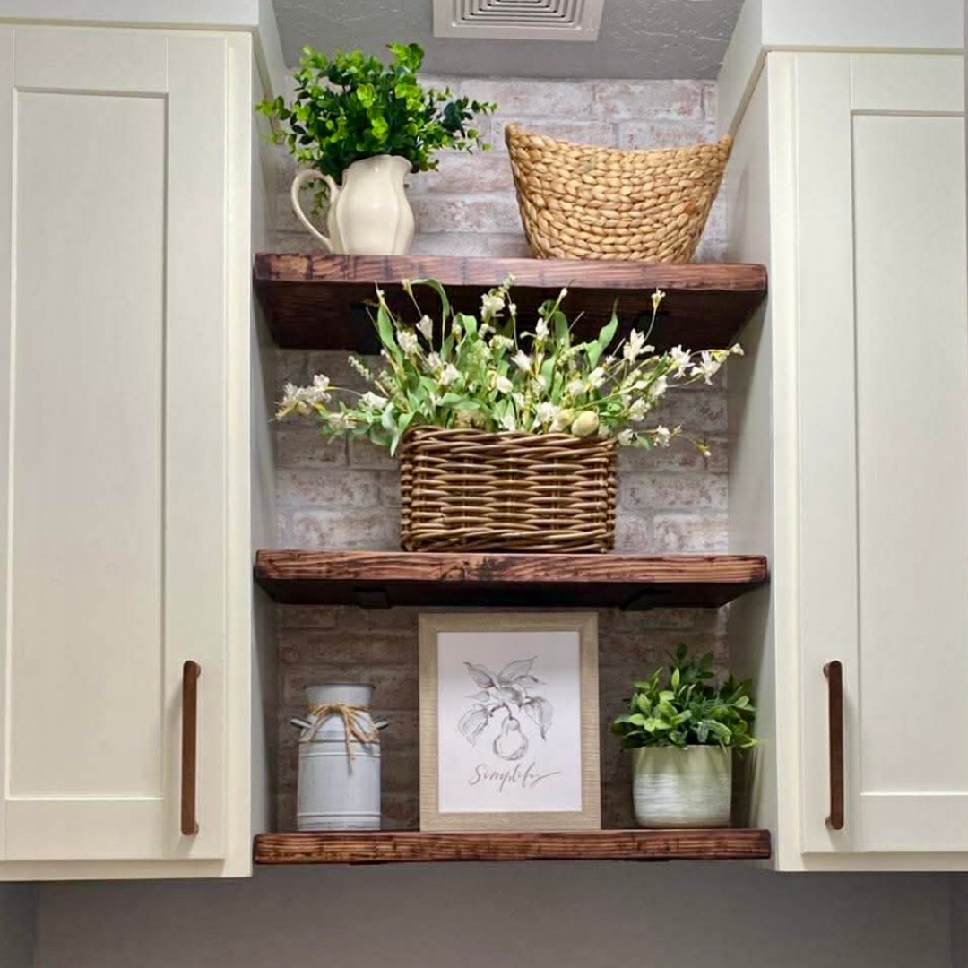 Floating Shelves – Set of 3 Solid Wood Shelves (26”) | Modern Floating Shelf for Coffee Bar, Kitchen, Bathroom, & Decor Display